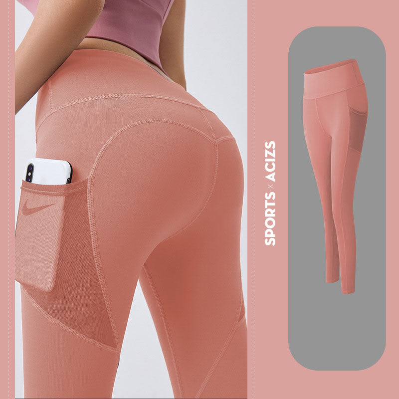 Yoga Sport Pants With Pocket Leggings and Tummy Control