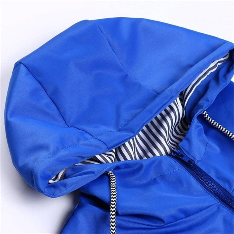 Women Waterproof Zipper Rain Jacket Solid Color Ladies Outdoor Lightweight Raincoats Plus Size S-5XL