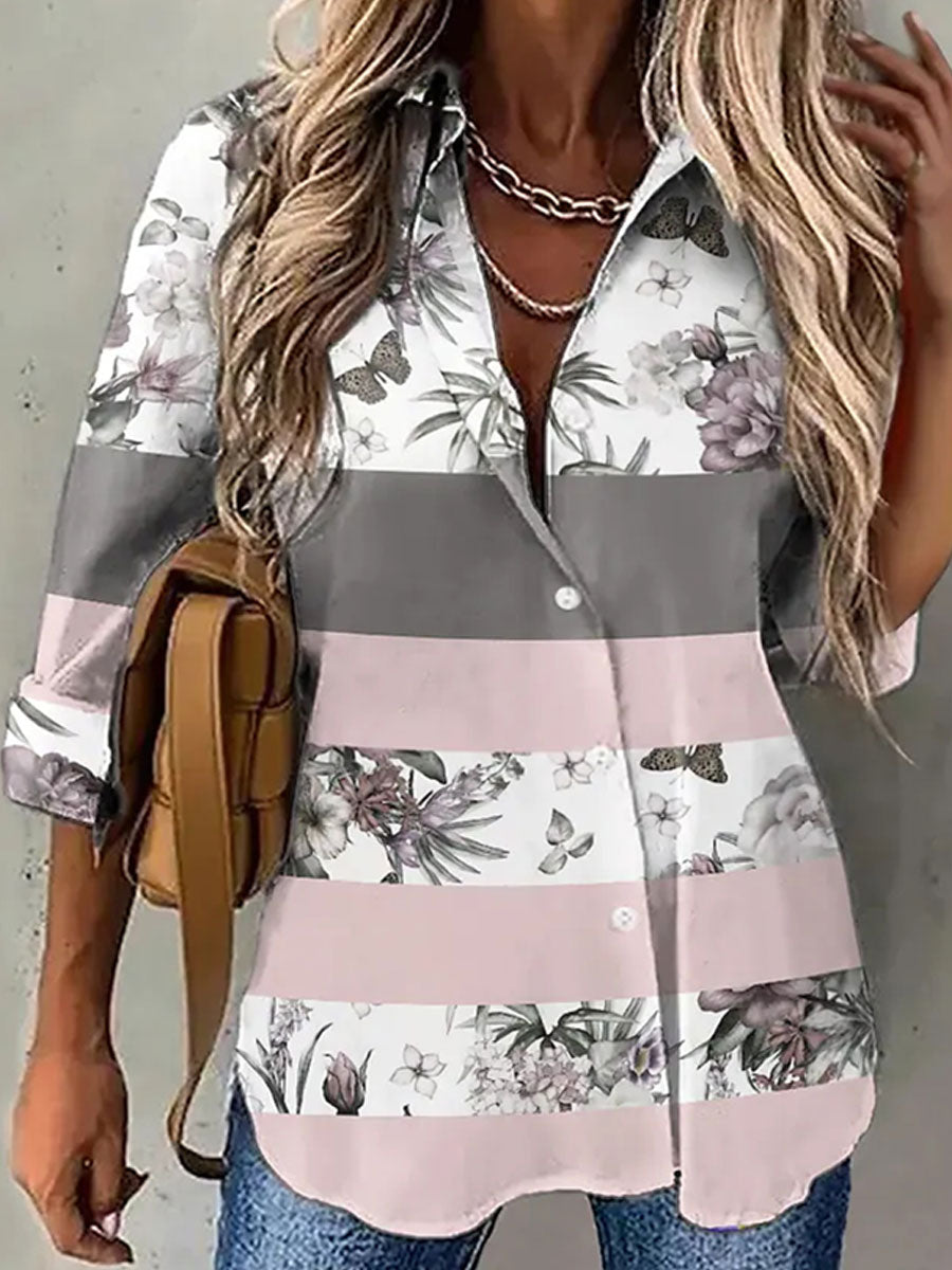 Spring and Autumn Fashion Women Shirts Loose Shirts Womens Casual Long Sleeve Ladies Tops