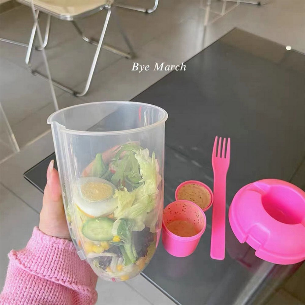 Travel Salad and Food Container with Dressing Cup and Fork