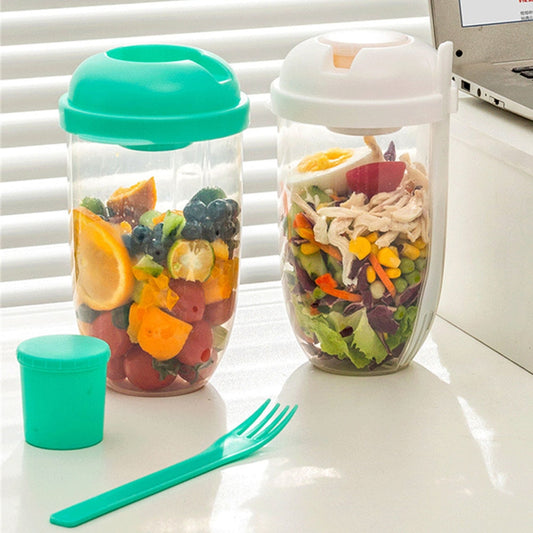 Travel Salad and Food Container with Dressing Cup and Fork
