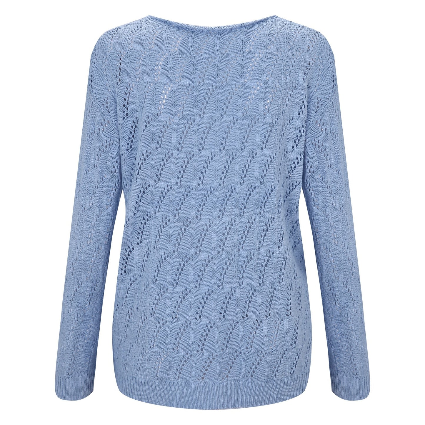 V-neck Knit Crochet Cardigan Sleeve Womens shirt Single-breasted Hollow Fashion Long Sweater