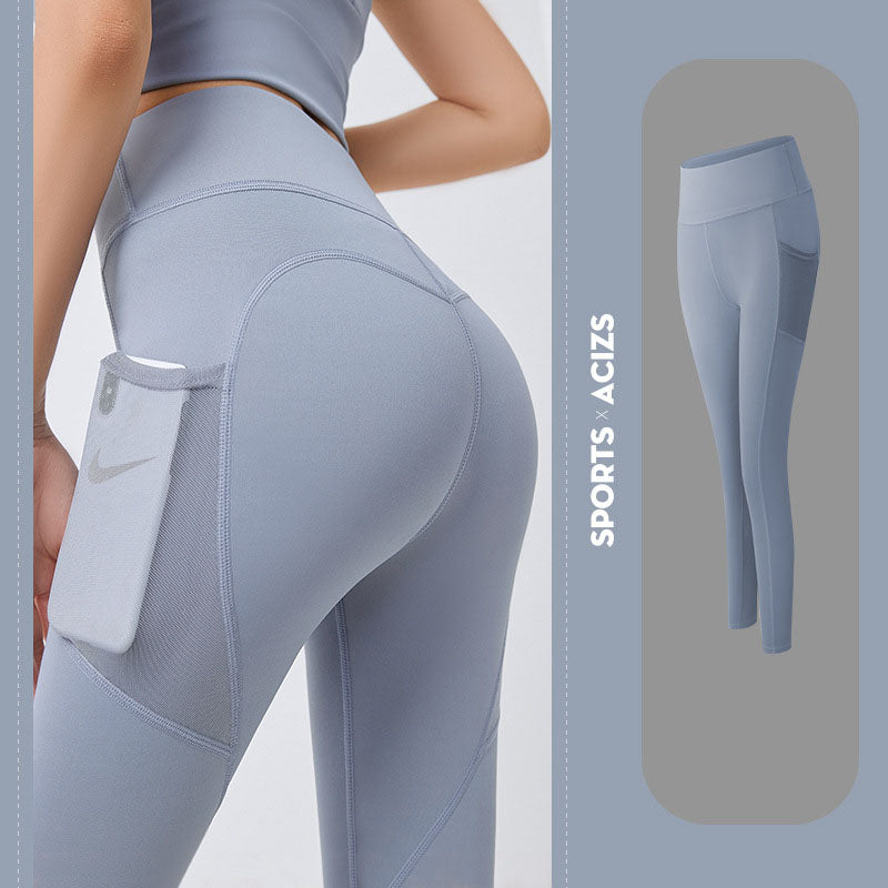 Yoga Sport Pants With Pocket Leggings and Tummy Control